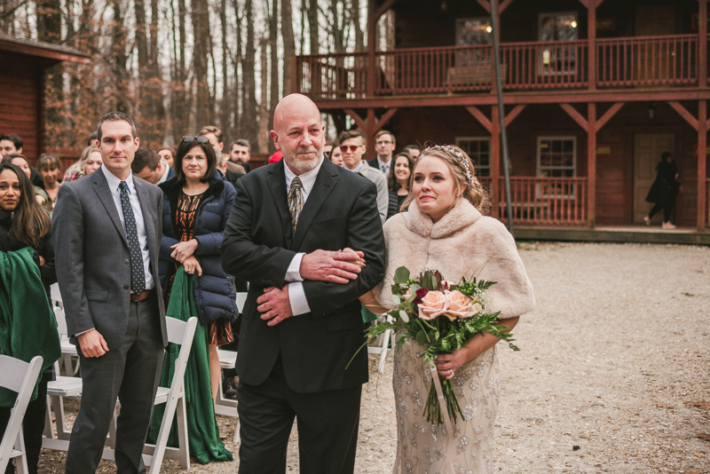 A cozy wedding ceremony under the stars at Camp Puh'Tuk in the Pines in Monkton Marlaynd by Britney Clause Photography