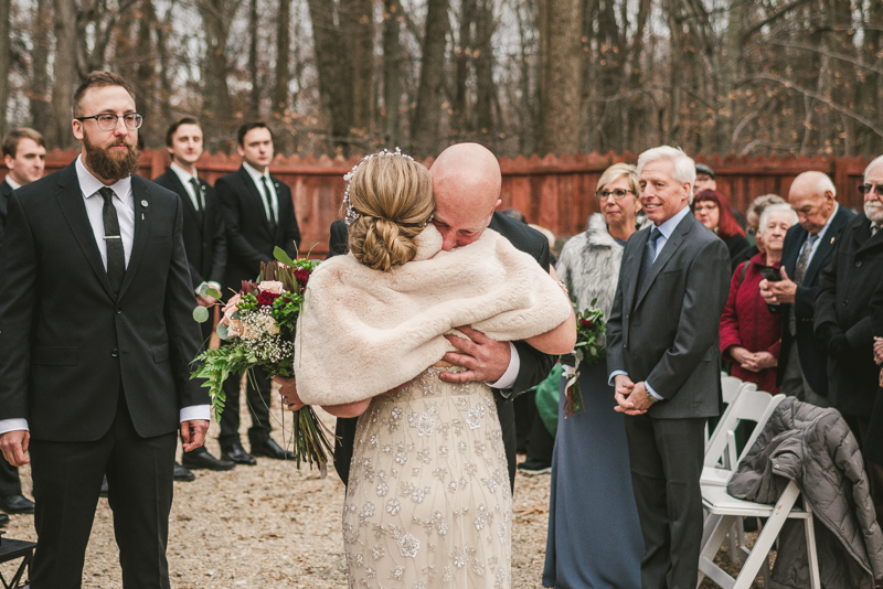 A cozy wedding ceremony under the stars at Camp Puh'Tuk in the Pines in Monkton Marlaynd by Britney Clause Photography