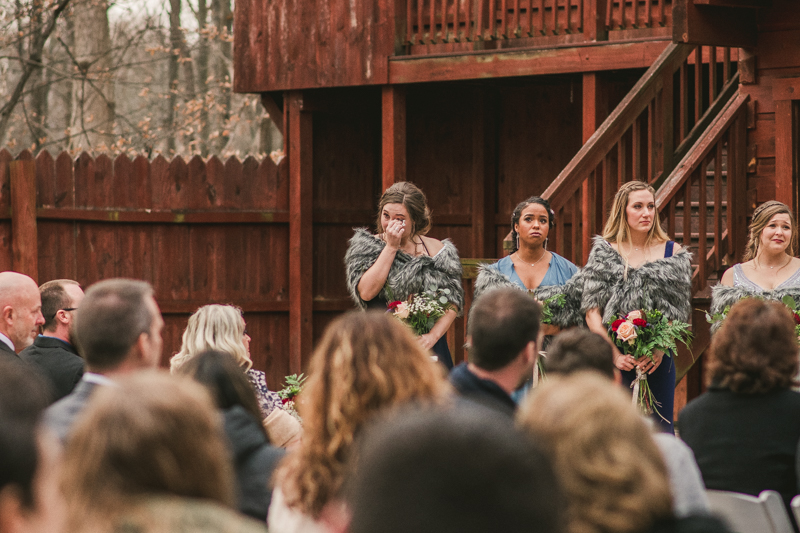 A cozy wedding ceremony under the stars at Camp Puh'Tuk in the Pines in Monkton Marlaynd by Britney Clause Photography