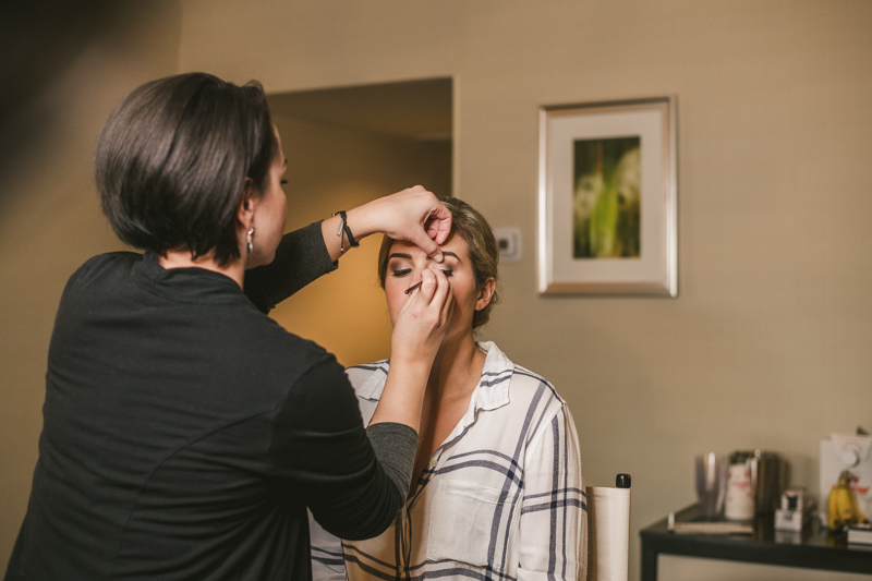 Wedding day hair and make up by Swept, LLC at Mt Washington Mill Dye House in Baltimore, Maryland. Captured by Britney Clause Photography