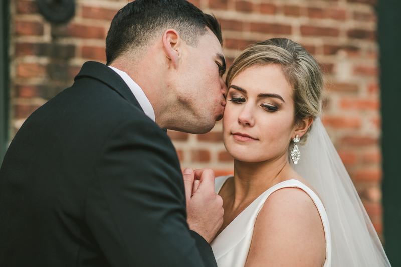 Stunning wedding bride and groom portraits at Mt Washington Mill Dye House in Baltimore, Maryland. Captured by Britney Clause Photography