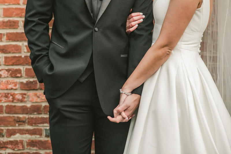 Stunning wedding bride and groom portraits at Mt Washington Mill Dye House in Baltimore, Maryland. Captured by Britney Clause Photography