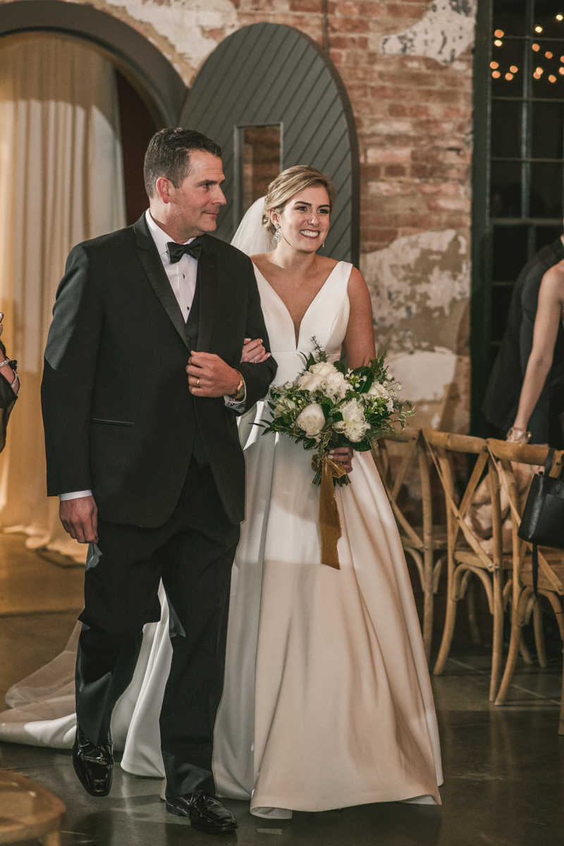 A gorgeous wedding ceremony at Mt Washington Mill Dye House in Baltimore, Maryland. Captured by Britney Clause Photography