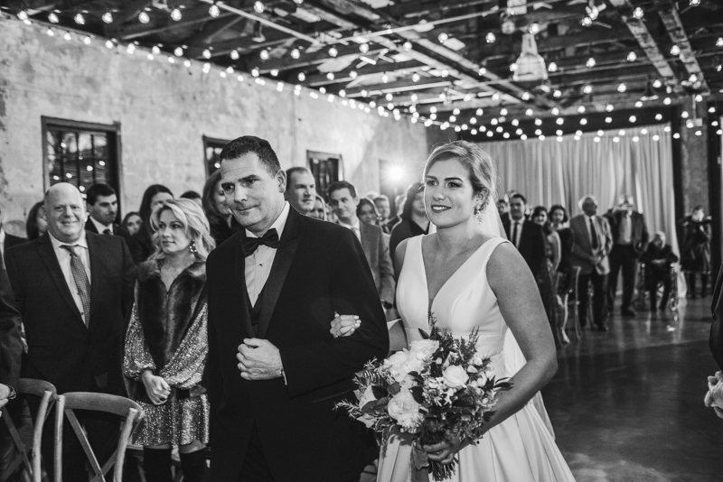 A gorgeous wedding ceremony at Mt Washington Mill Dye House in Baltimore, Maryland. Captured by Britney Clause Photography