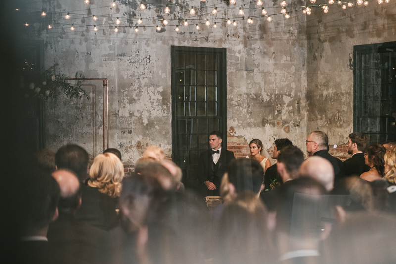 A gorgeous wedding ceremony at Mt Washington Mill Dye House in Baltimore, Maryland. Captured by Britney Clause Photography