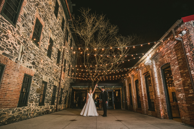 Stunning wedding bride and groom portraits at Mt Washington Mill Dye House in Baltimore, Maryland. Captured by Britney Clause Photography