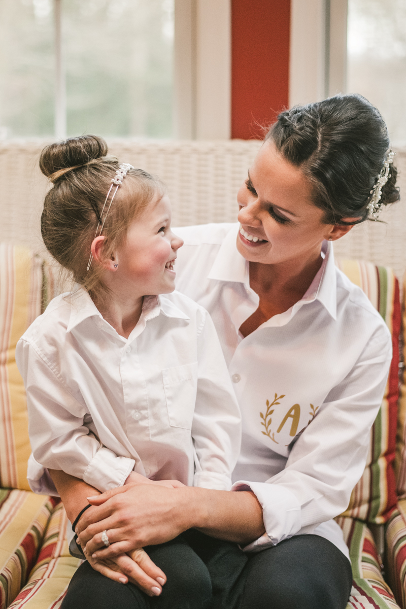 A bride getting ready for her wedding in Pasadena, Maryland by Britney Clause Photography