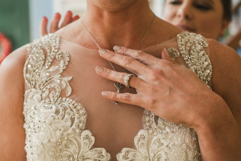 A bride getting ready for her wedding in Pasadena, Maryland by Britney Clause Photography