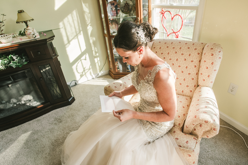 A bride getting ready for her wedding in Pasadena, Maryland by Britney Clause Photography