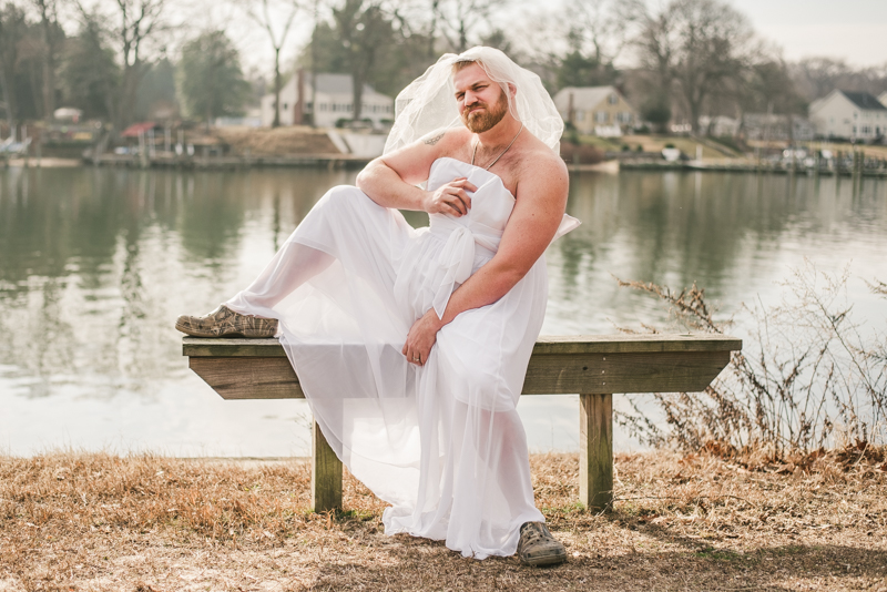 A hilarious first look prank between a groom and his groomsman in Pasadena, Maryland by Britney Clause Photography