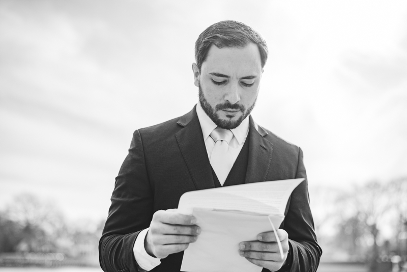 A groom getting ready for his wedding in Pasadena, Maryland by Britney Clause Photography