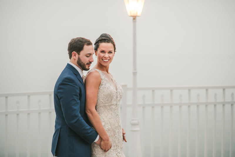 Gorgeous wedding portraits of the bride and groom at Kurtz's Beach in Pasadena, Maryland by Britney Clause Photography