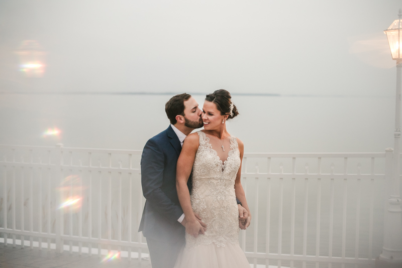 Gorgeous wedding portraits of the bride and groom at Kurtz's Beach in Pasadena, Maryland by Britney Clause Photography
