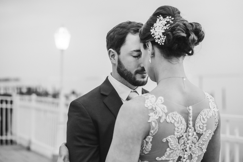 Gorgeous wedding portraits of the bride and groom at Kurtz's Beach in Pasadena, Maryland by Britney Clause Photography