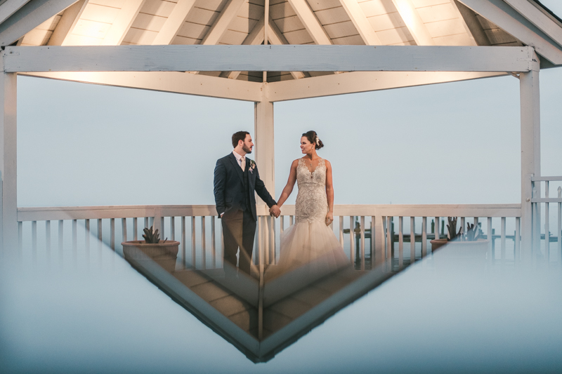 Gorgeous wedding portraits of the bride and groom at Kurtz's Beach in Pasadena, Maryland by Britney Clause Photography