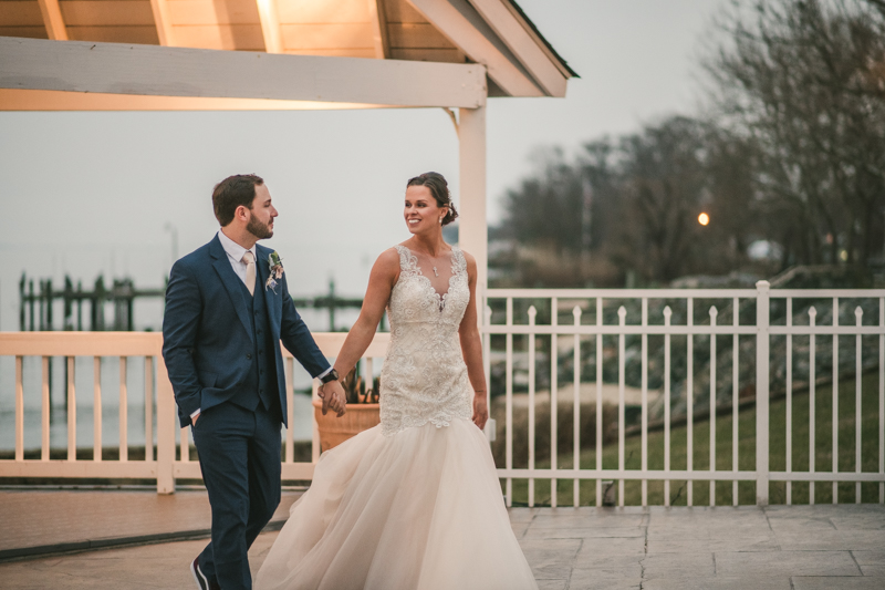 Gorgeous wedding portraits of the bride and groom at Kurtz's Beach in Pasadena, Maryland by Britney Clause Photography