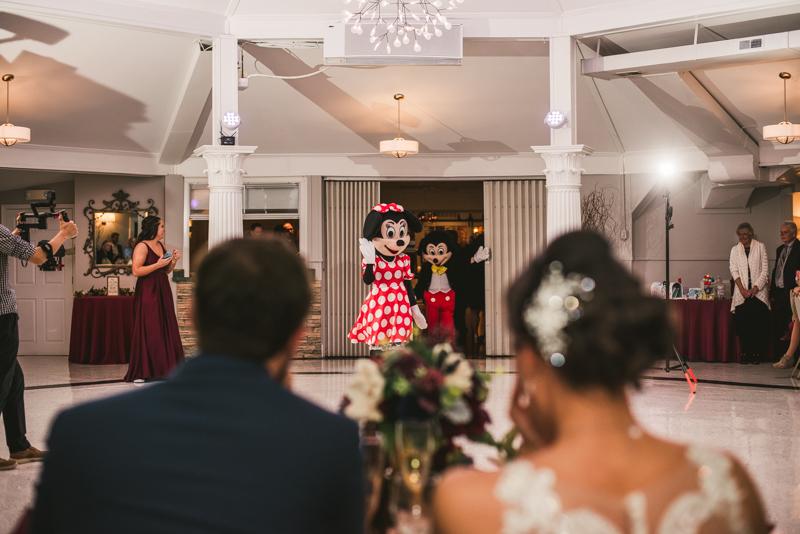 A magical wedding surprise from Mickey and Minnie Mouse at Kurtz's Beach in Pasadena, Maryland by Britney Clause Photography