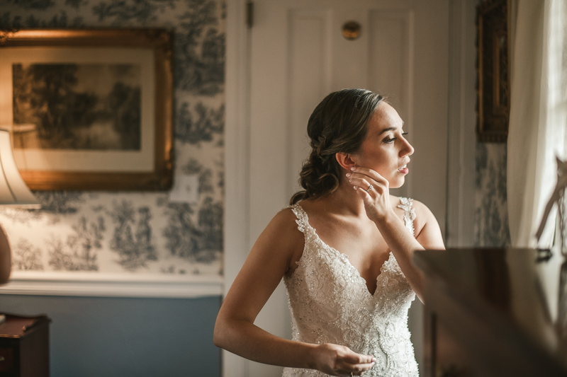 A bride getting ready for her wedding in Taneytown, Maryland by Britney Clause Photography