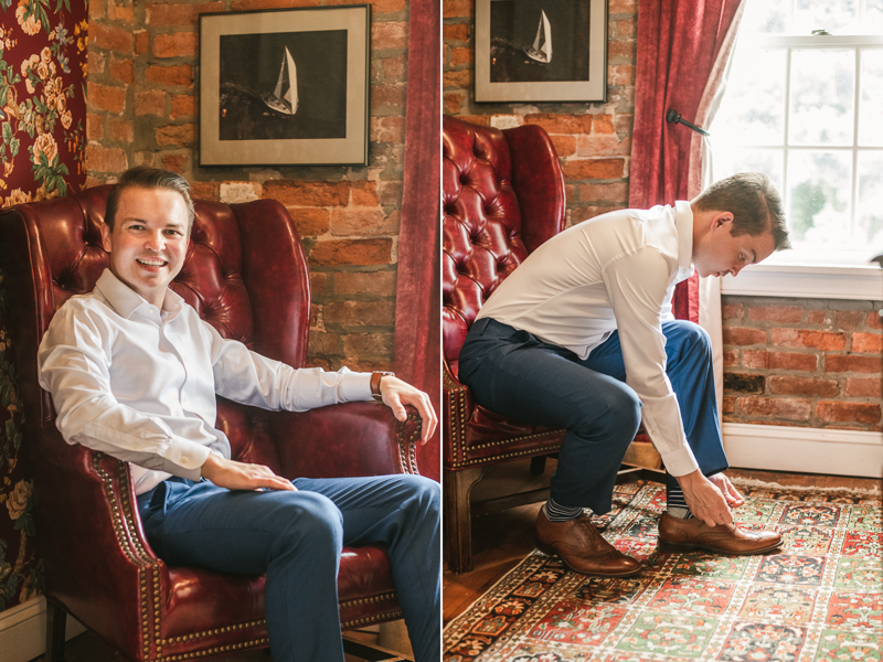 A groom getting ready for his wedding in Taneytown,, Maryland by Britney Clause Photography