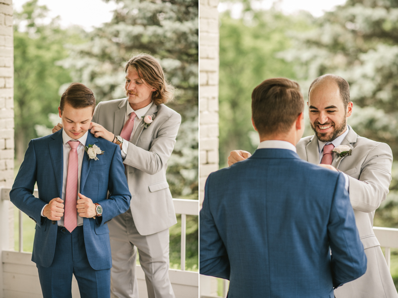 A groom getting ready for his wedding in Taneytown,, Maryland by Britney Clause Photography