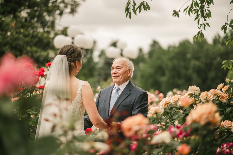 A lovely first look between dad and daughter at Antrim 1844 in Taneytown, Maryland by Britney Clause Photography