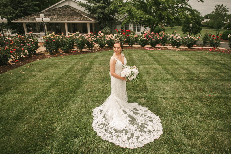 Gorgeous wedding portraits of the bride and groom at Antrim 1844 in Taneytown, Maryland by Britney Clause Photography