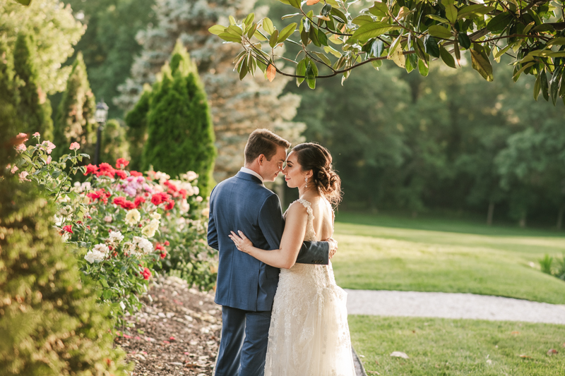 Gorgeous wedding portraits of the bride and groom at Antrim 1844 in Taneytown, Maryland by Britney Clause Photography