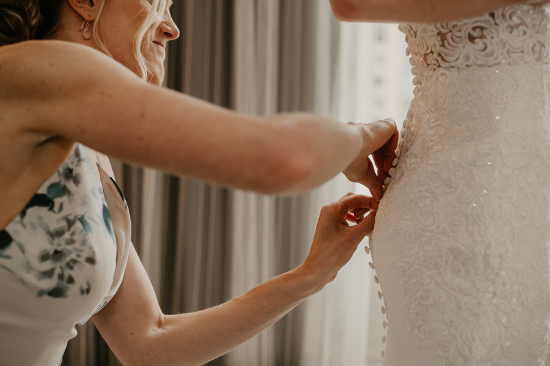 A bride getting ready for her wedding in Baltimore, Maryland by Britney Clause Photography