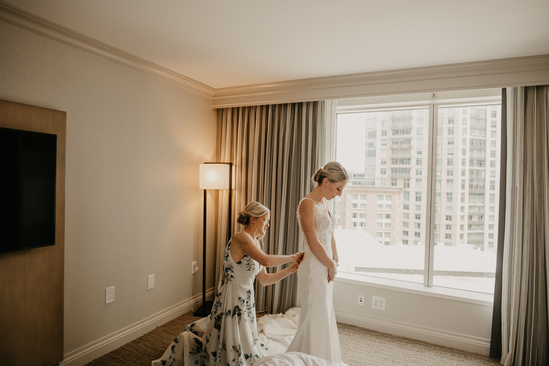 A bride getting ready for her wedding in Baltimore, Maryland by Britney Clause Photography