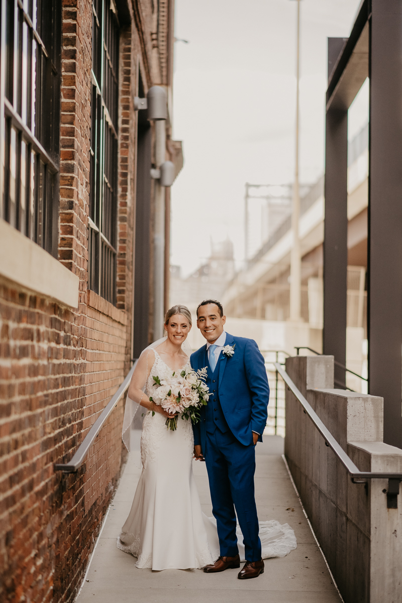 Stunning bride and groom wedding portraits at The Winslow in Baltimore, Maryland by Britney Clause Photography