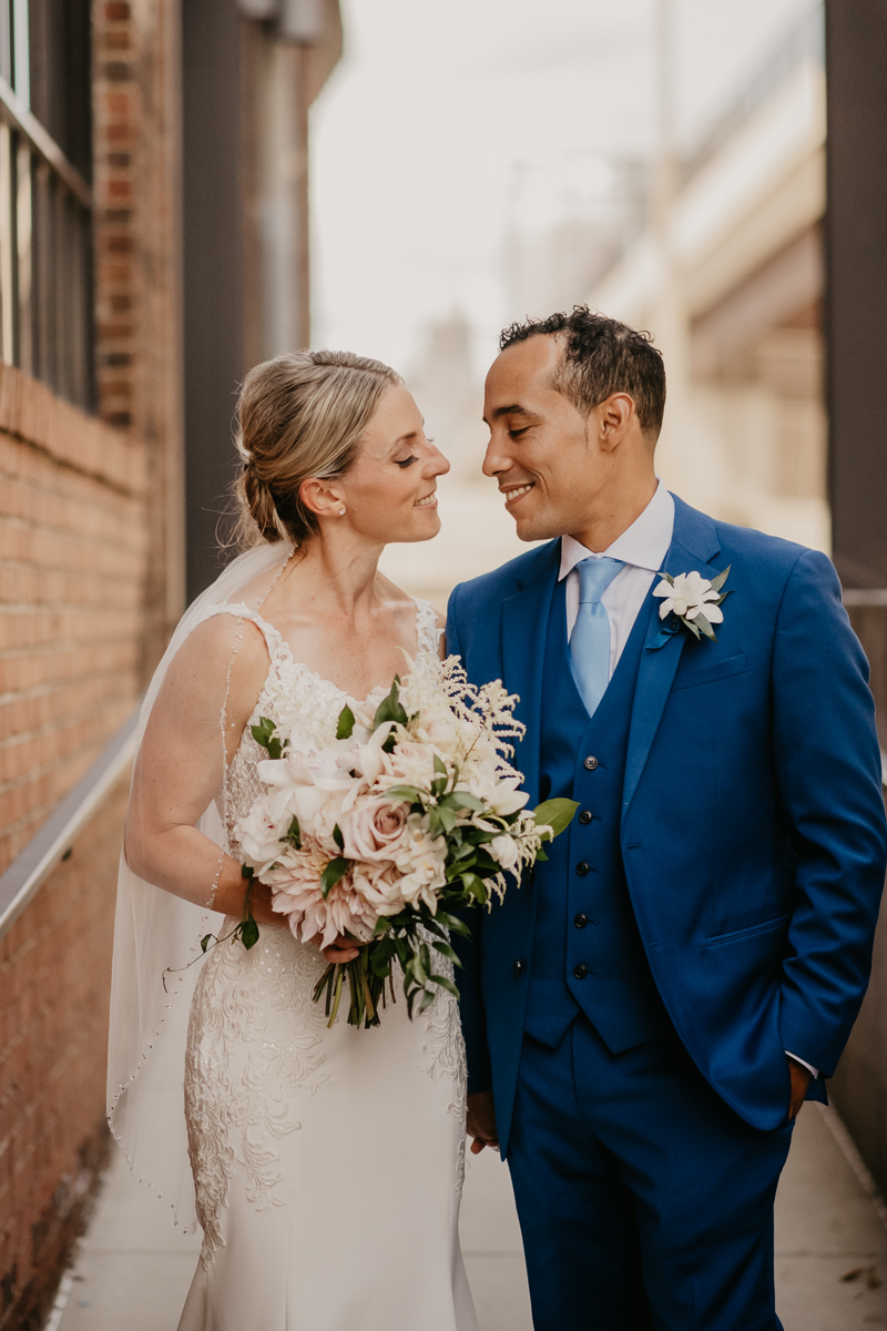 Stunning bride and groom wedding portraits at The Winslow in Baltimore, Maryland by Britney Clause Photography