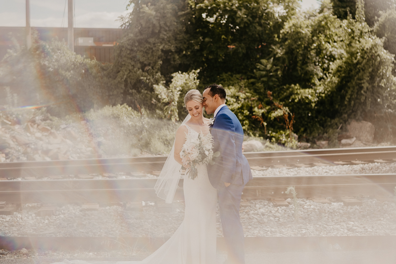 Stunning bride and groom wedding portraits at The Winslow in Baltimore, Maryland by Britney Clause Photography