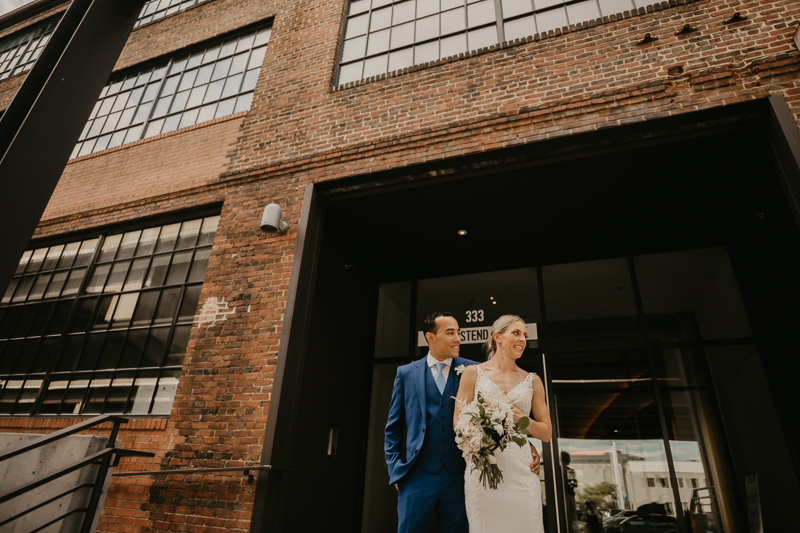 Stunning bride and groom wedding portraits at The Winslow in Baltimore, Maryland by Britney Clause Photography