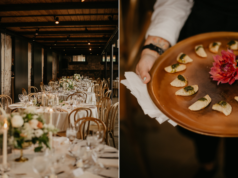 Yummy wedding food at The Winslow by Linwoods Catering in Baltimore, Maryland by Britney Clause Photography