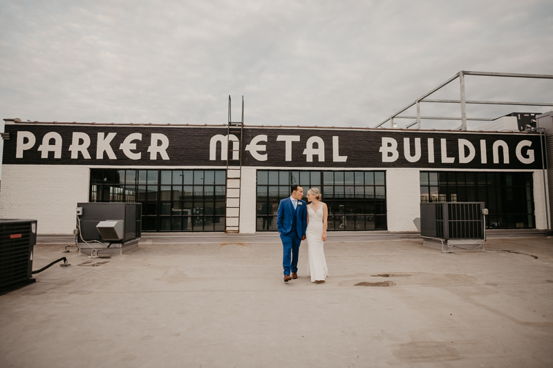 Stunning bride and groom wedding portraits at The Winslow in Baltimore, Maryland by Britney Clause Photography