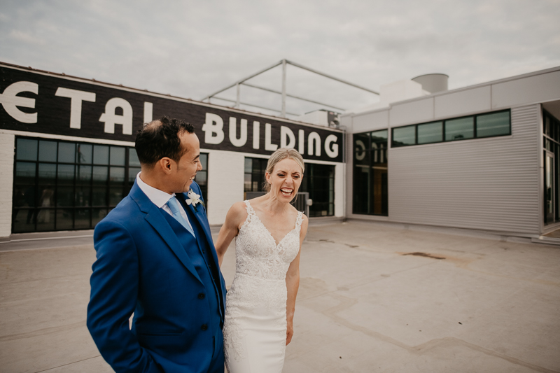 Stunning bride and groom wedding portraits at The Winslow in Baltimore, Maryland by Britney Clause Photography