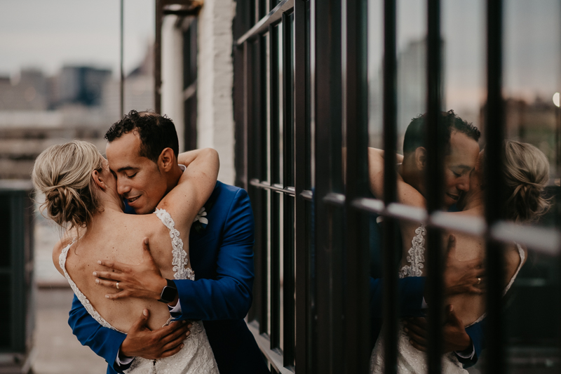 Stunning bride and groom wedding portraits at The Winslow in Baltimore, Maryland by Britney Clause Photography