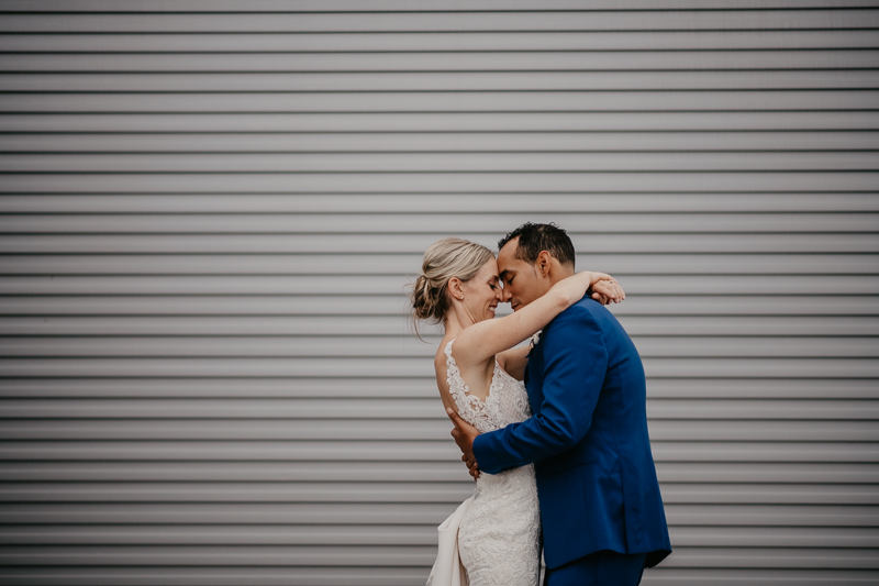 Stunning bride and groom wedding portraits at The Winslow in Baltimore, Maryland by Britney Clause Photography