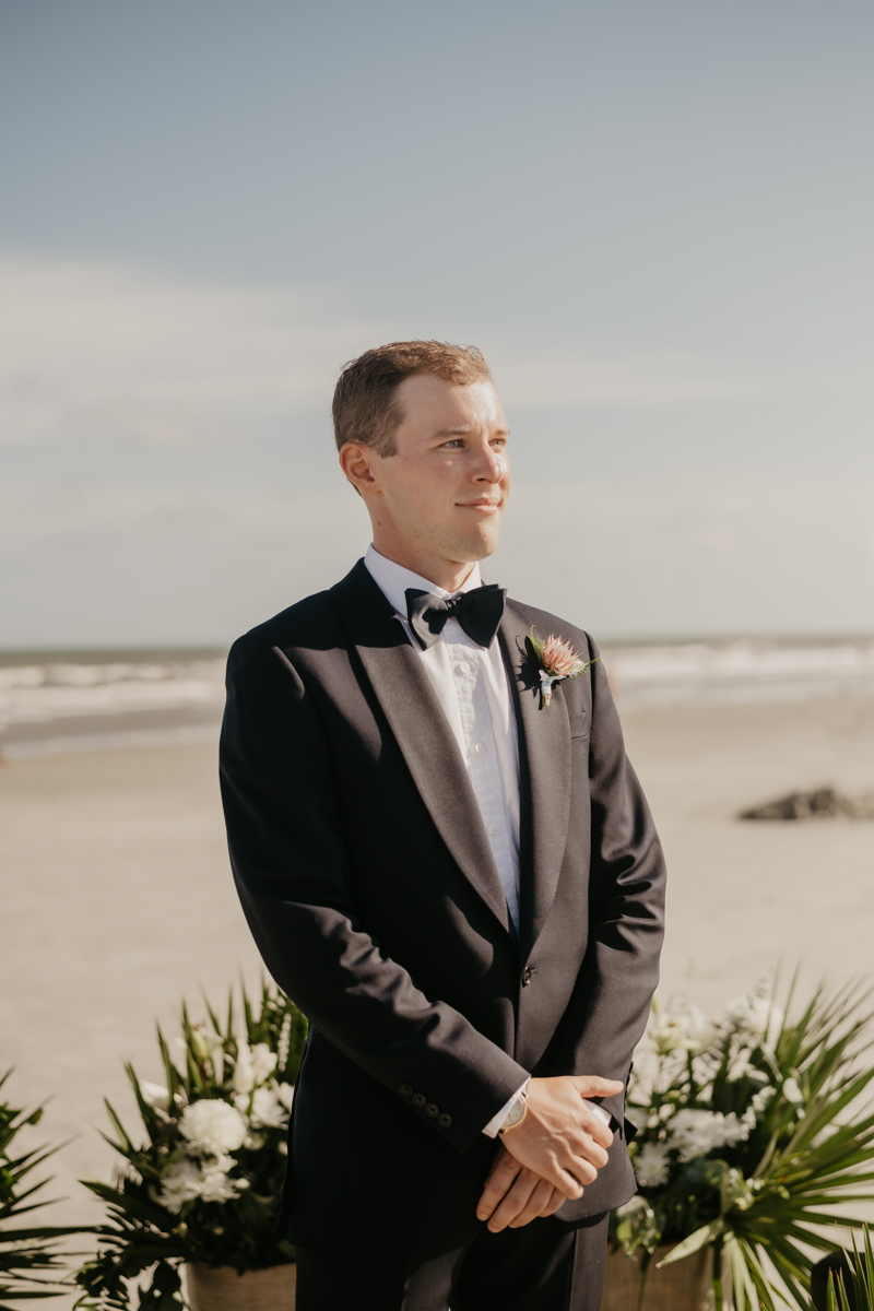 A beautiful beach wedding ceremony in Folly Beach, South Carolina by Britney Clause Photography