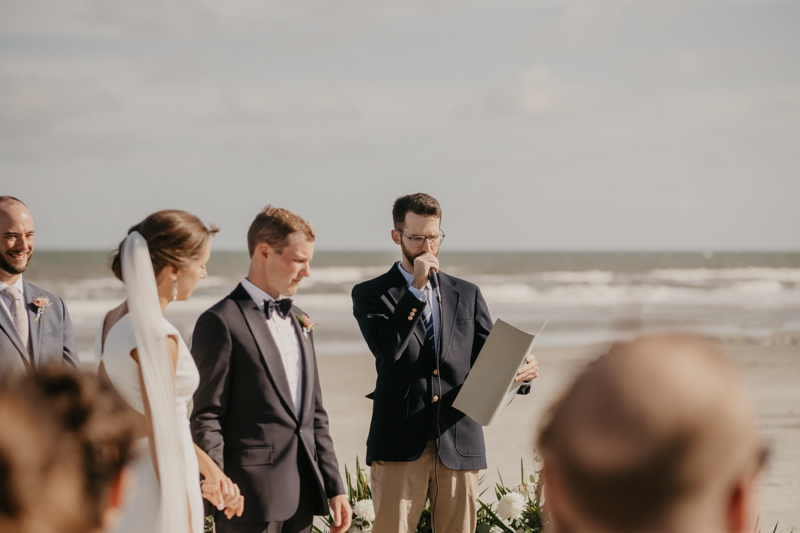 A beautiful beach wedding ceremony in Folly Beach, South Carolina by Britney Clause Photography