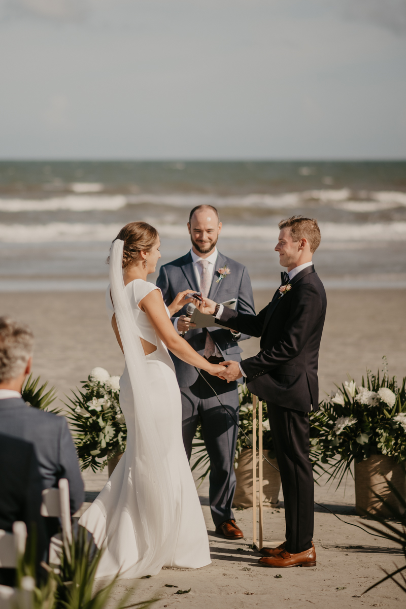 A beautiful beach wedding ceremony in Folly Beach, South Carolina by Britney Clause Photography