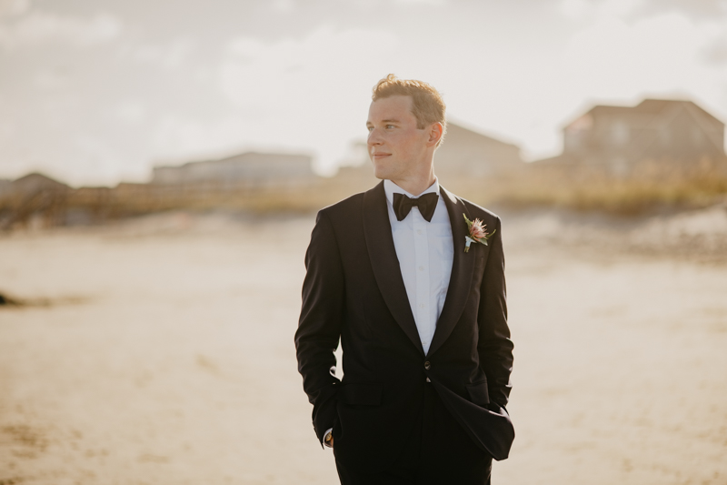 Stunning bride and groom beach wedding portraits in Folly Beach, South Carolina by Britney Clause Photography