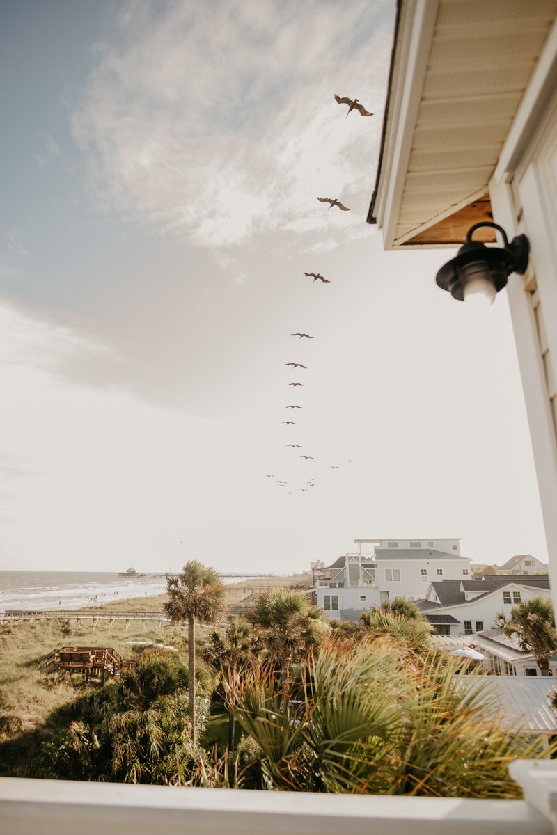 Stunning bride and groom beach wedding portraits in Folly Beach, South Carolina by Britney Clause Photography