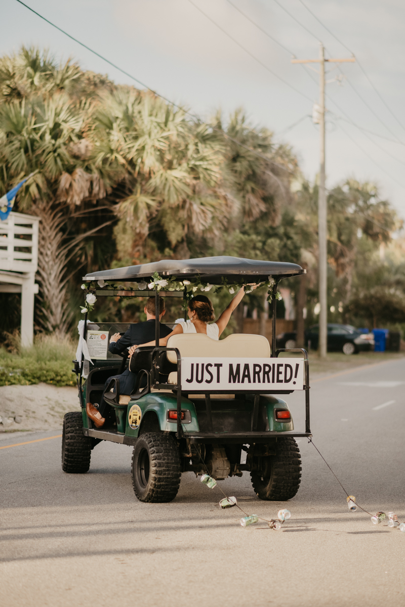 A fun beach wedding reception in Folly Beach, South Carolina by Britney Clause Photography