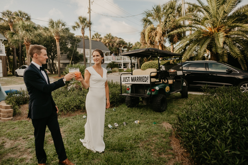 A fun beach wedding reception in Folly Beach, South Carolina by Britney Clause Photography