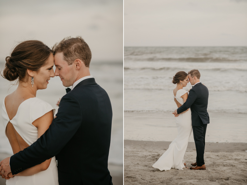 Stunning bride and groom beach wedding portraits in Folly Beach, South Carolina by Britney Clause Photography