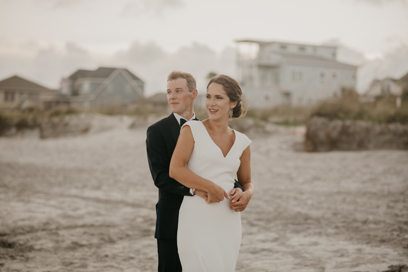 Stunning bride and groom beach wedding portraits in Folly Beach, South Carolina by Britney Clause Photography