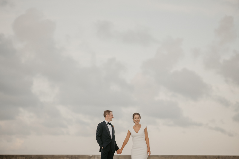 Stunning bride and groom beach wedding portraits in Folly Beach, South Carolina by Britney Clause Photography