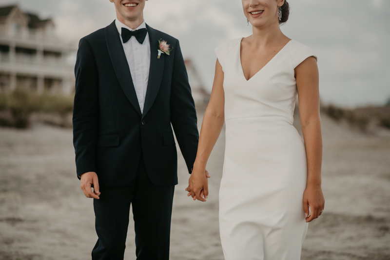 Stunning bride and groom beach wedding portraits in Folly Beach, South Carolina by Britney Clause Photography