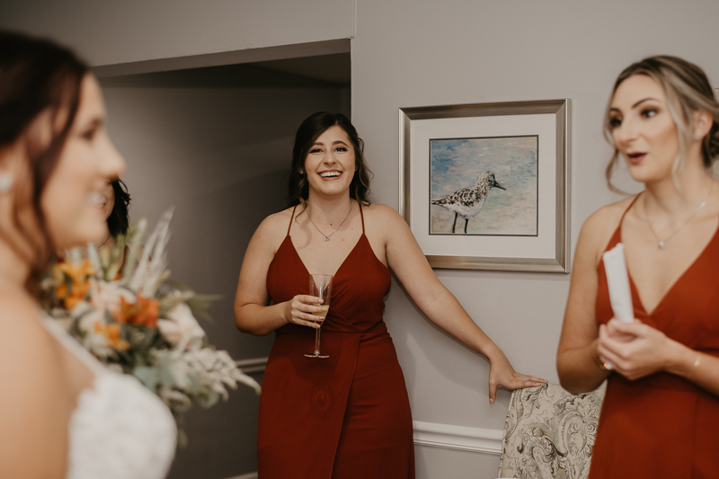 A bride getting ready for her wedding at The Anchor Inn in Pasadena, Maryland by Britney Clause Photography